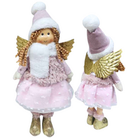 ANIOŁEK ŚWIĄTECZNA FIGURKA LALECZKA 30 CM RÓŻOWY