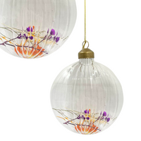 SZKLANA ZAWIESZKA W PRĄŻKI Z SUSZONYMI KWIATAMI POMARAŃCZOWA GAŁĄZKA