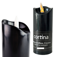 ŚWIECA LED CORTINA 12,5X5CM CZARNA SZTUCZNY PŁOMIEŃ 