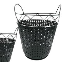 CZARNY MNIEJSZY KOSZ METALOWY Z UCHWYTAMI