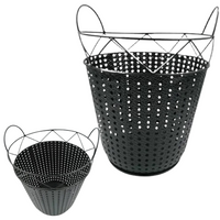 CZARNY METALOWY KOSZ OGRODOWY Z UCHWYTAMI