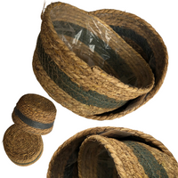 KOSZYK PLECIONY WSTAWKA ZIELONA 28CM 