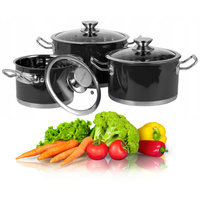 ZESTAW 3 GARNKÓW ZE STALI NIERDZEWNEJ 6EL. CZARNE VINTAGE CUISINE