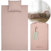 100% BAWEŁNA PERKALOWA  T-300 KOMPLET POŚCIELI 140X220 + 20CM / POSZEWKA 60X70  RÓŻOWY