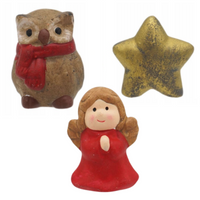 ZESTAW 3 OZDÓB CZERWONY ANIOŁEK GWIAZDKA SOWA