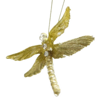 ZAWIESZKA BROKATOWA WAŻKA ZŁOTA DRAGONFLY1