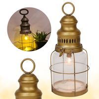 LAMPA STOŁOWA ZŁOTA METAL+ SZKŁO LUMERO NA BATERIE 12X31CM