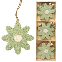 ZAWIESZKI PLUSZOWE KWIATKI ZIELONE 6 SZT.