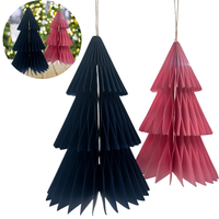 DEKORACJA Z PAPIERU 3D CHOINKA 2SZT GRANATOWA, RÓŻOWA