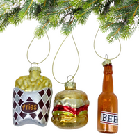 SZKLANE ZAWIESZKI ŚWIĄTECZNE 3SZT. FRYTKI HAMBURGER PIWO