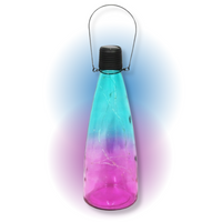 LAMPKA SOLARNA BUTELKA WISZĄCA CIENIOWANA RÓŻOWO NIEBIESKA