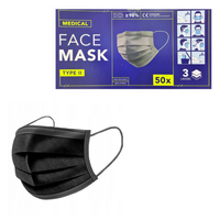 MASECZKI JEDNORAZOWE 3-WARSTWOWE 50SZT. CZARNE