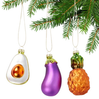 SZKLANE ZAWIESZKI ŚWIĄTECZNE 3SZT. AWOKADO BAKŁAŻAN ANANAS