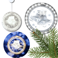 DEKORACJA ŚWIETLNA AKRYLOWA DZWONEK BIAŁY ZIMNY WITRAŻ