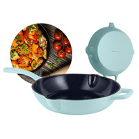 PATELNIA EMALIOWANA ŻELIWNA 26cm TURKUSOWA VINTAGE CUISINE