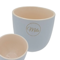 MILA KUBEK SZKLANKA CERAMICZNY PASTELOWY NIEBIESKO-KREMOWY