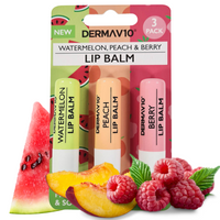 POMADKI DERMA V10 LIP BALM SUMMER FLAVOURS 3 PACK (WATERMELON, PEACH, BERRY)